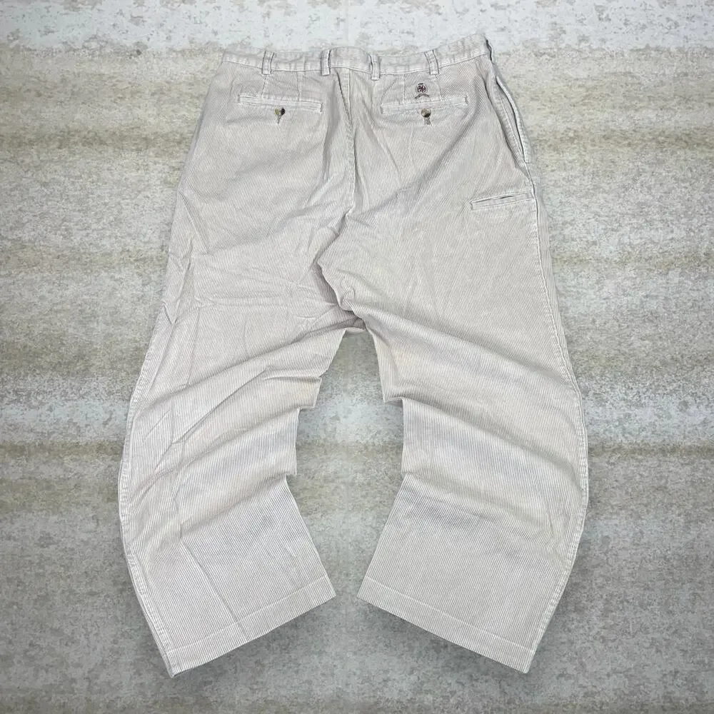 Vintage 90s Tommy Hilfiger Corduroy Pants 38x30 Baggy Wide Leg Fit Light Tan